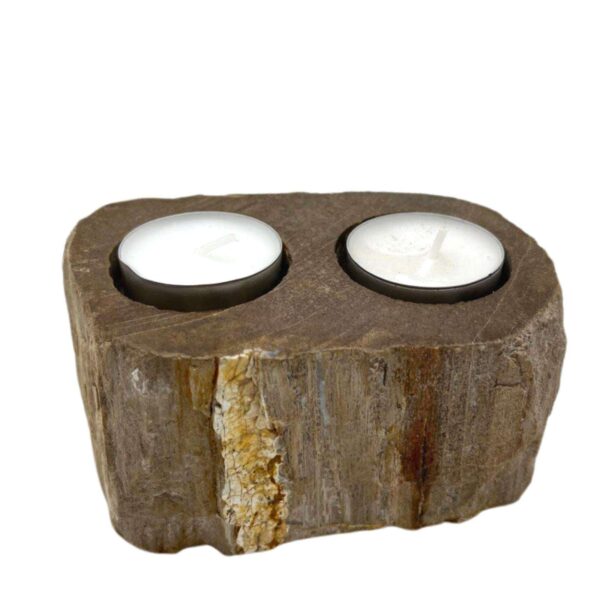 Portavelas de Madera Petrificada - Doble - Imagen 3