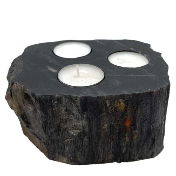 Portavelas de Madera Petrificada - Triple - Imagen 3
